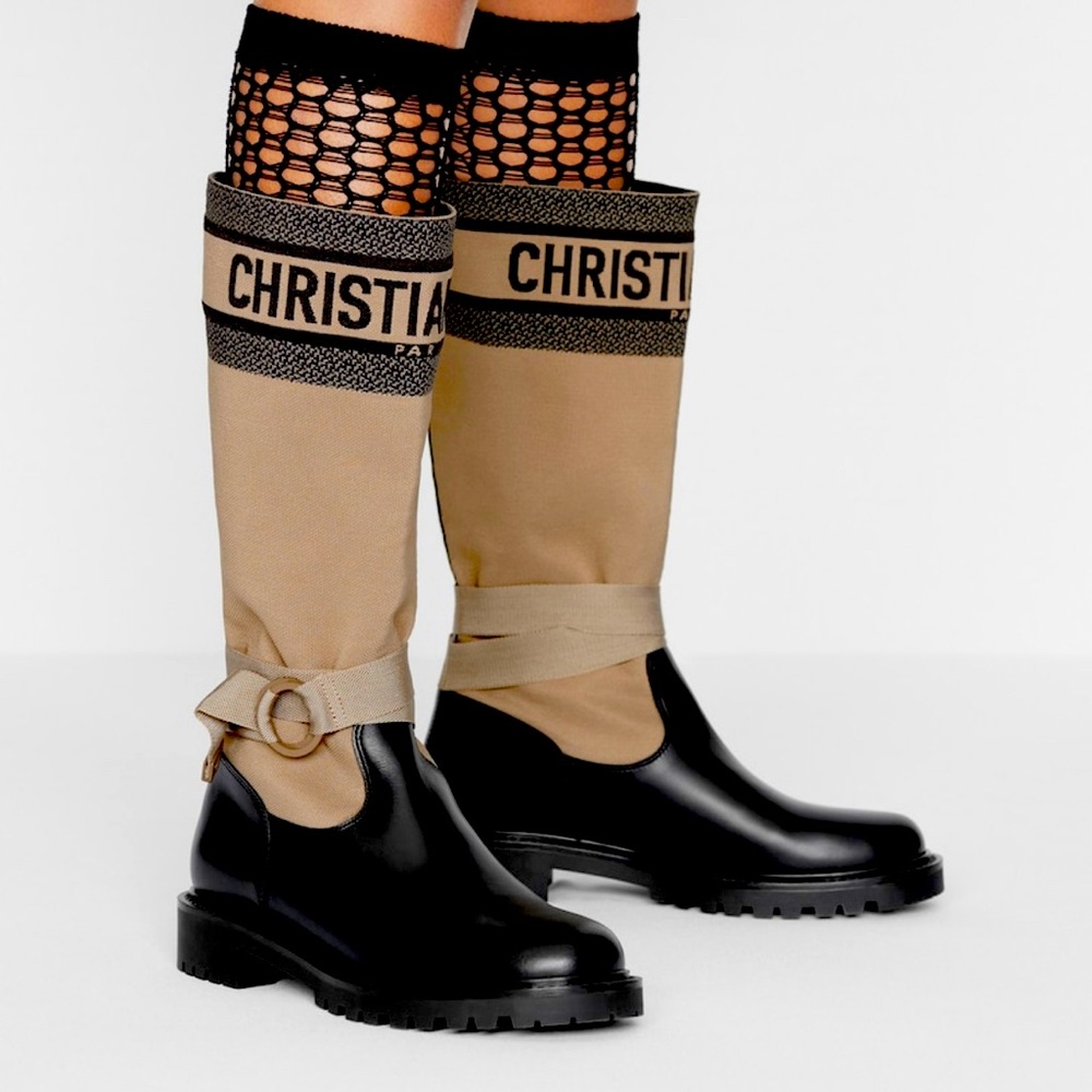 Black and Tan Knee-High Boots